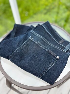 7 For All Mankind Men's Straight Jeans - Dark Blue Denim W34 x L30